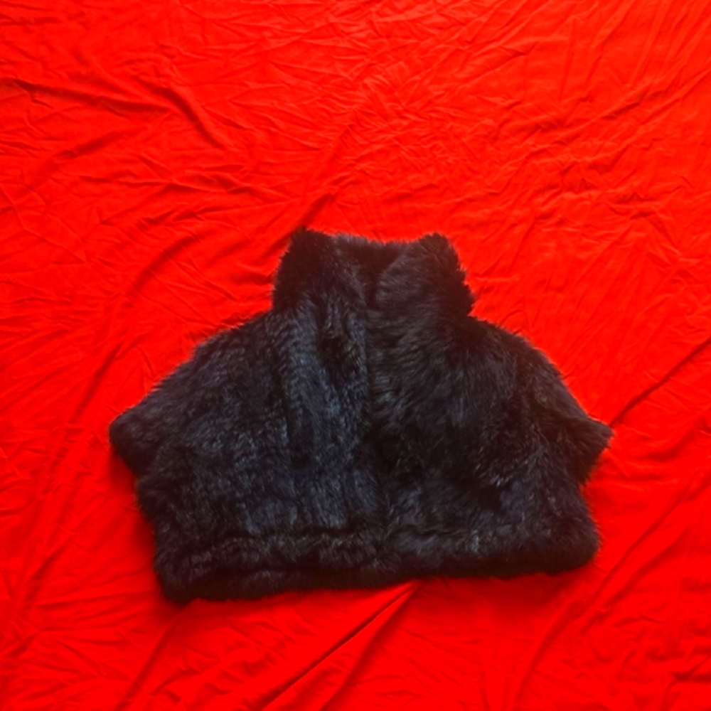 Neiman Marcus Black Rabbit Fur Vest